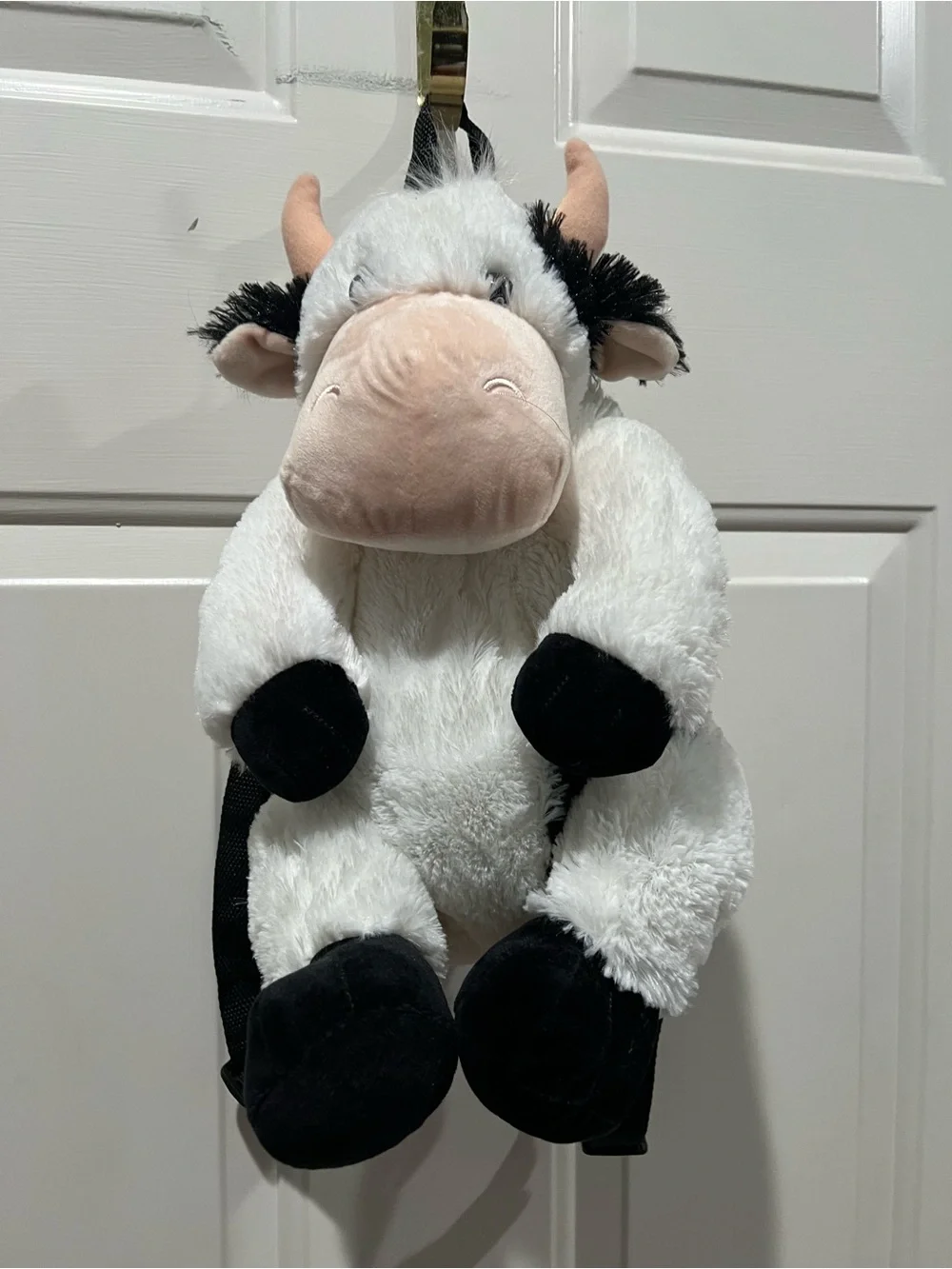 Plush Cow Kids Backpack - White and Black Cute Animal Bag